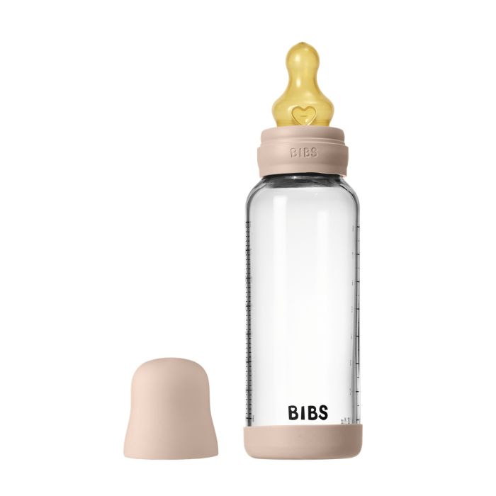 Скляна дитяча пляшечка BIBS Baby Glass Bottle повний комплект Blush - 240 ml + Чохол в подарунок