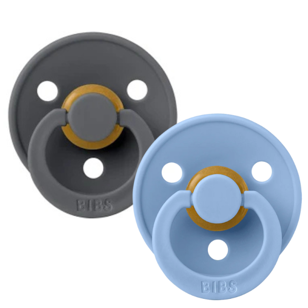 Соска дитяча BIBS 6-18 m  Colour Latex Round Iron / Sky Blue, 2 шт