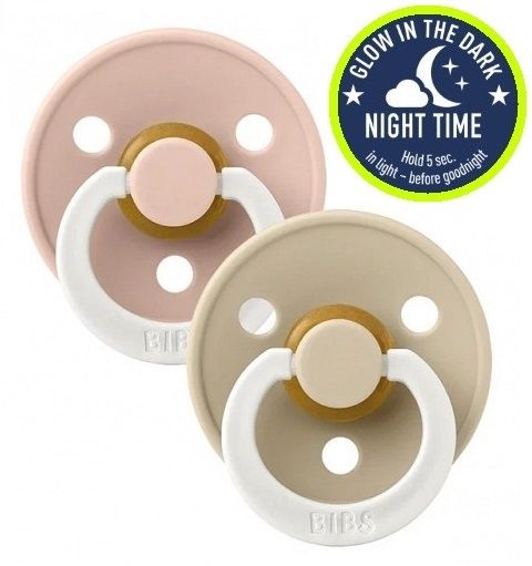 Пустушка BIBS 6-18 m Colour GLOW 2 PACK - Blush/Vanilla