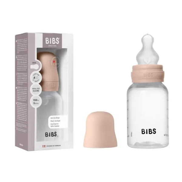 Пластикова дитяча пляшечка BIBS Baby Bottle Round Silicone 150 мл Slow Flow (повільний потік) Blush