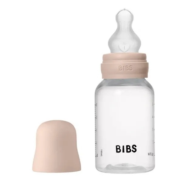 Пластикова пляшечка BIBS Bottle Round Silicone 150 мл Slow Flow (повільний потік) Blush