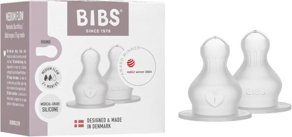 Змінні антиколікові соски для пляшечок BIBS Silicone (потік середній) 2 шт в упаковці
