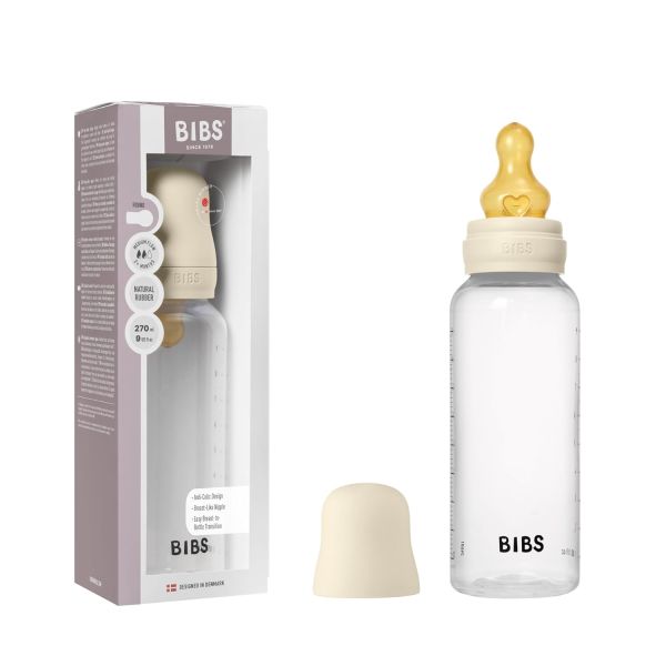 Дитяча пляшечка BIBS Baby Bottle Round Latex 270 мл Medium Flow (середній потік) Ivory