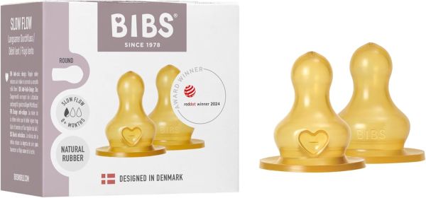 Змінні соски BIBS для пляшечки Bottle Niple Latex Slow Flow (Повільний потік) 2 шт 