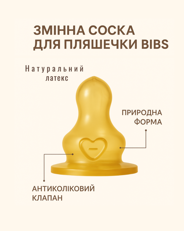 Змінна соска для пляшечки BIBS Bottle Niple Latex Slow  Fast (швидкий потік), 1 шт