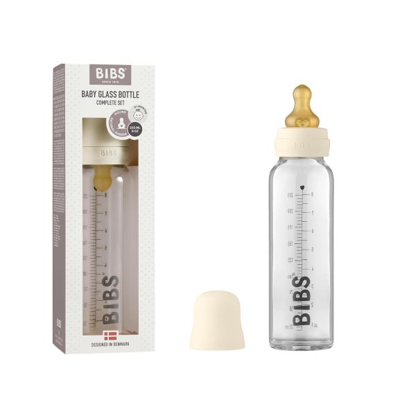 Склянна пляшка BIBS Baby Glass Bottle Complete Set 225 ml, Ivory