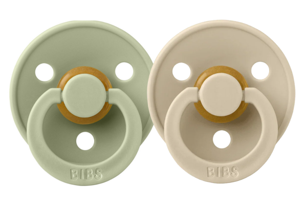 Пустушка BIBS 0-6 m Colour Latex Round Sage / Vanilla 2 шт