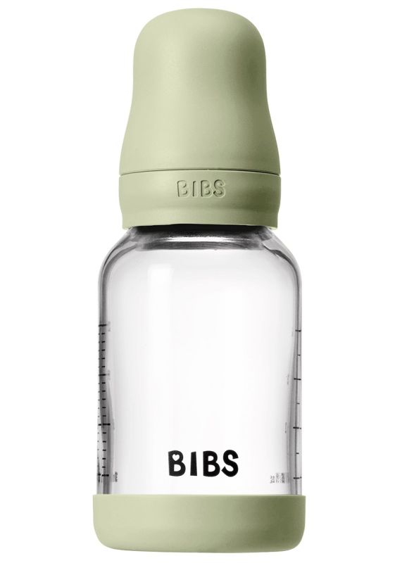 Скляна  BIBS Baby Glass Bottle дитяча пляшечка повний комплект Sage - 120 ml