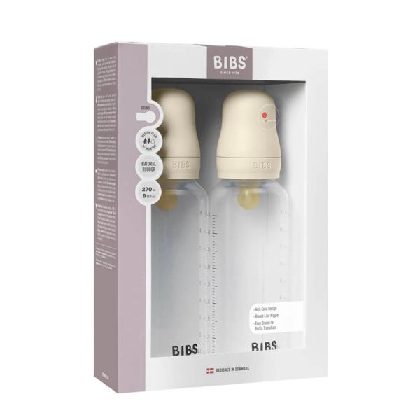 Набір дитячих пляшечок BIBS Grow  Round Latex 270 мл – Ivory, 2 шт