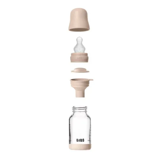 Скляна  BIBS Baby Glass Bottle дитяча пляшечка з силіконовою соскою - 120 ml -  Blush