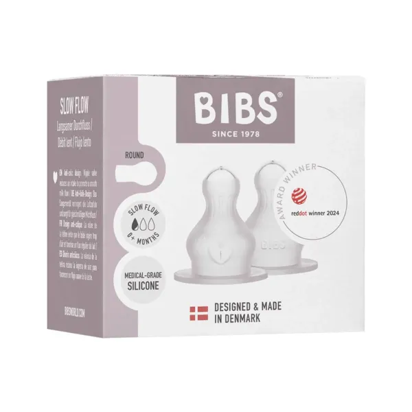 Змінні антиколікові соски для дитячих пляшечок BIBS Silicone Slow Flow  (потік повільний), 2 шт. в упаковці