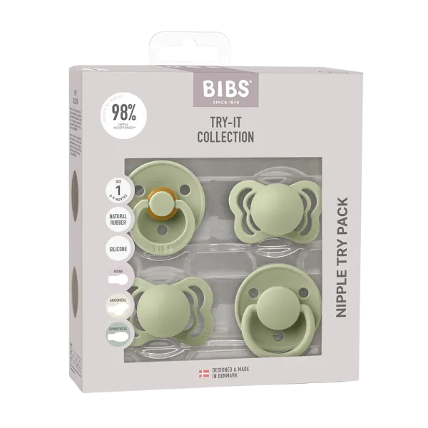 Набір сосок BIBS 0-6 міс Try It Collection Sage від народження