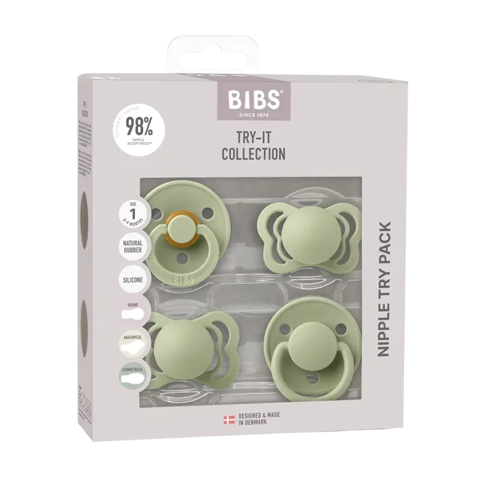 Набір сосок BIBS 0-6 міс Try It Collection Sage від народження