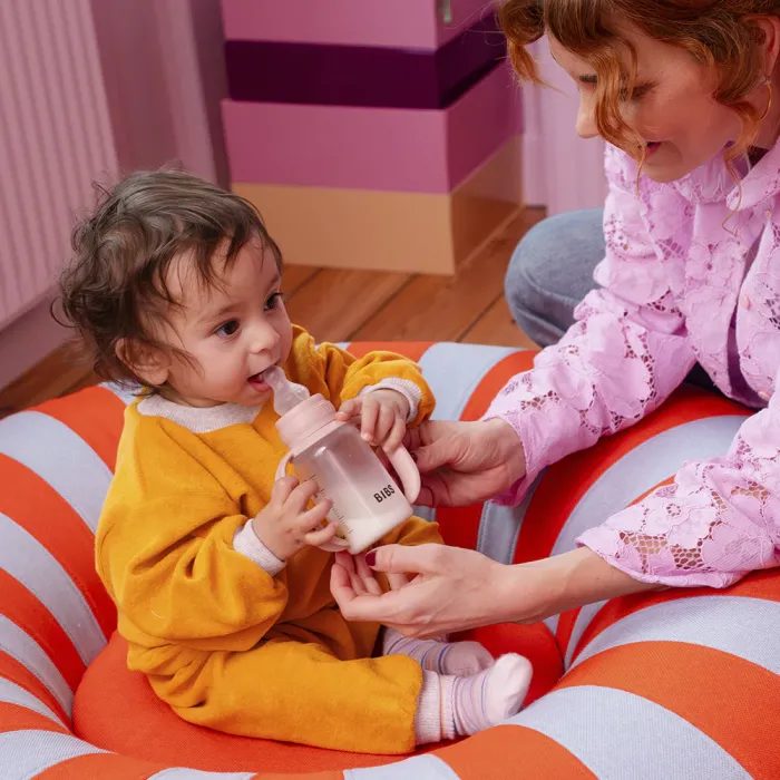 BIBS дитяча пластикова пляшечка Baby Bottle Silicone 150 мл Slow Flow (повільний потік) Blush