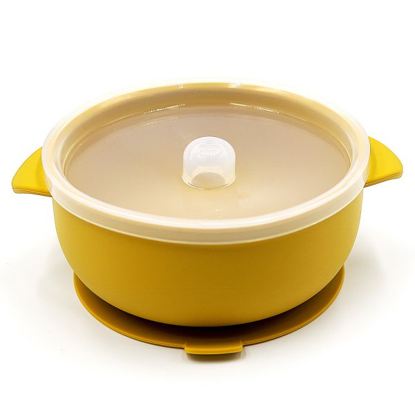 Силіконова тарілка з кришкою – Mustard