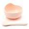 Силіконова тарілка на присосці з ложкою – Soft Pink