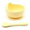 Силіконова тарілка на присосці із ложкою – Pastel Yellow