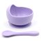 Силіконова тарілка на присосці з ложкою – Pastel Lilac