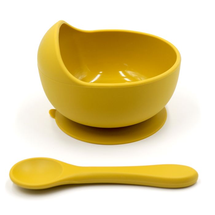 Силіконова тарілка на присосці з ложкою Mustard