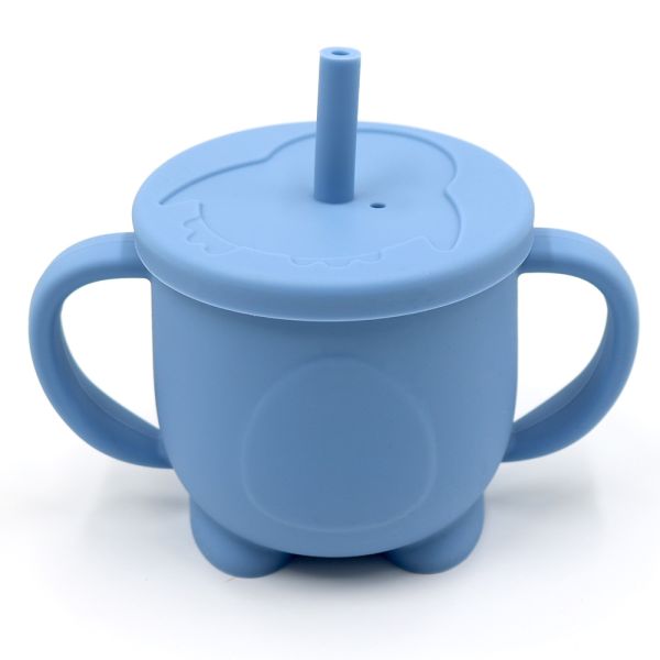 Дитячий силіконовий поїльник непроливайка з трубочкою, Powder Blue