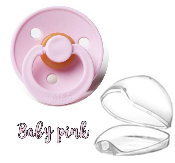 Пустушка BIBS 0-6 міс Colour Baby Pink в прозорому контейнері для зберігання