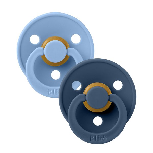 Соска BIBS 0-6 мес Colour Latex Round (кругла) - Dusty Blue/Steel Blue, 2 шт