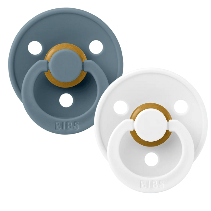 Пустушки BIBS 0-6 Colour Latex Round (кругла) - Petrol / White, 2 шт