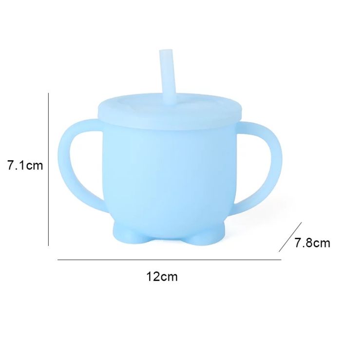 Дитячий силіконовий поїльник непроливайка з трубочкою, Powder Blue