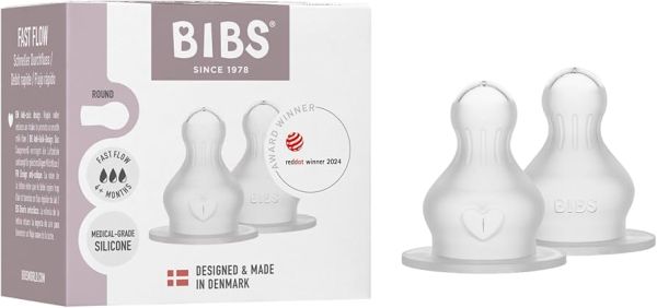 Змінні силіконові соски для дитячих пляшечок BIBS (швидкий потік), 2 шт