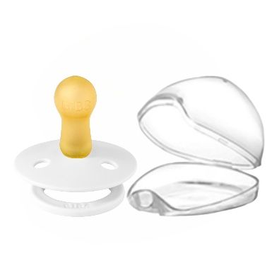 Пустушка BIBS 0-6 міс Colour  Latex  White в прозорому контейнері для зберігання