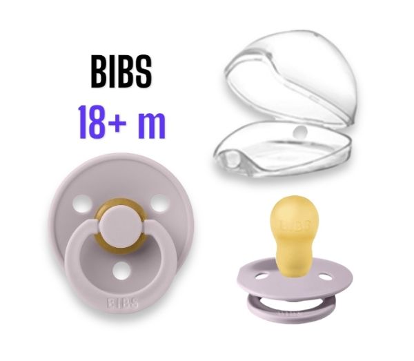 Пустушка BIBS 18+ m Colour - Dusky Lilac в прозорому контейнері для зберігання