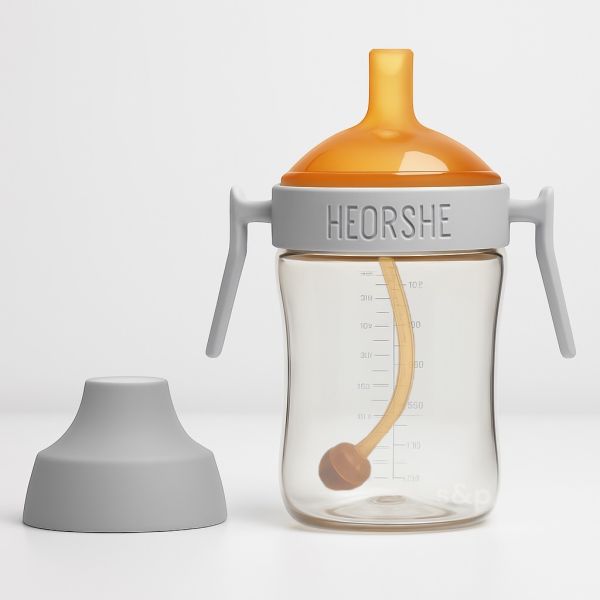Дитячий поїльник непроливайка HEORSHE Light Grey 300 ml
