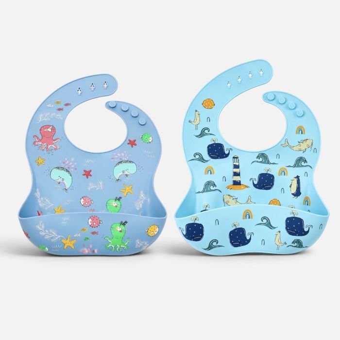 Нагрудник силіконовий Кити, Power Blue/ Baby Blue 2 pcs
