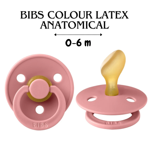 Пустушка BIBS 0-6 m Colour Latex Anatomical (анатомічна) - Dusty Pink
